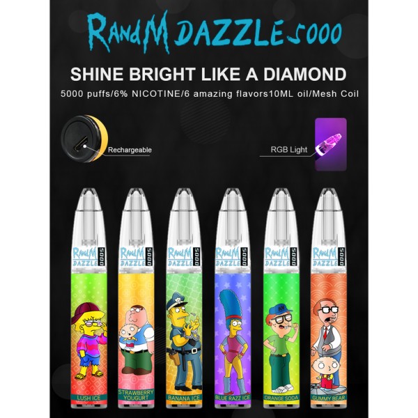 RandM Dazzle 5000 RGB Light Glowing Disposable Vape 650mAh Rechargeable