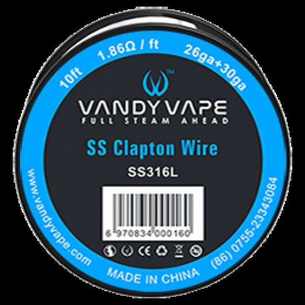 Vandy Vape SS Clapton Wire SS316L (26GA+30GA 10FT 1.86Ω-FT)