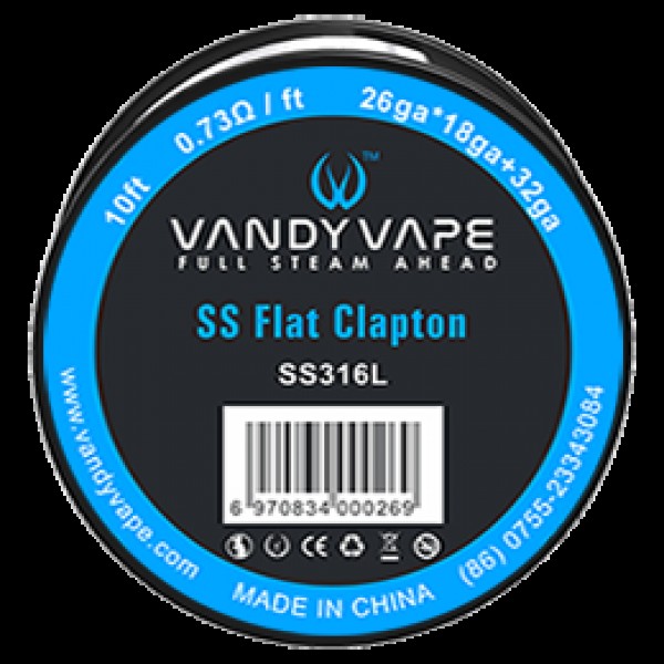Vandy Vape SS Flat Clapton Wire SS316L (26GA*18GA+32GA 10FT 0.73Ω-FT)
