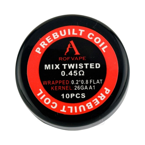10PCS-PACK Rofvape Mix Twisted Prebuilt Coils 0.45 Ohm (0.2*0.8+26GA)