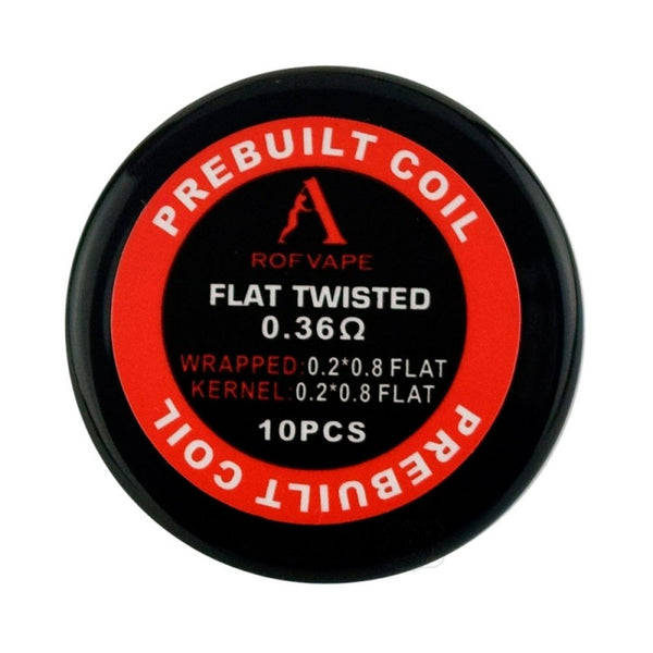 10PCS-PACK Rofvape Flat Twisted Prebuilt Coils 0.36 Ohm (0.2*0.8*2 Flat)
